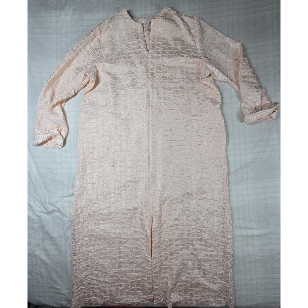 Vintage Diamond Tea Zip Caftan Robe Gown Housecoat Crinkle Fabric Pink XL